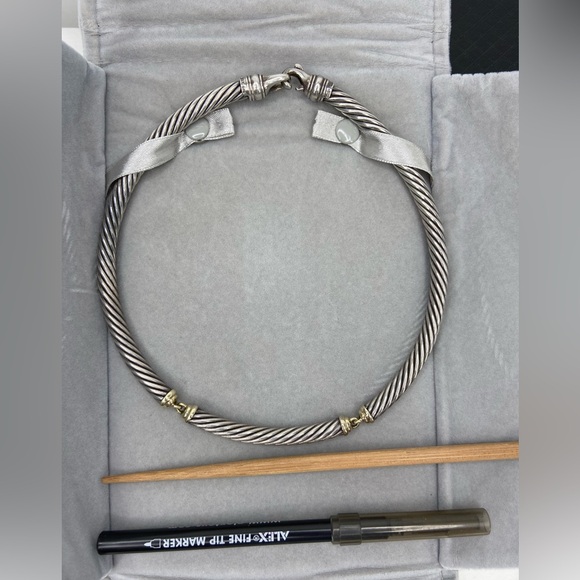 David Yurman Two tone Metro Collar Cable Necklace Sterling‎ Silver & gold - Picture 4 of 10